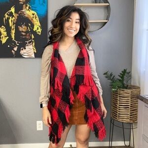 Axis Buffalo print fringe vest size M